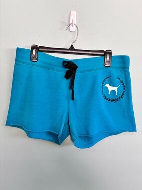 PINK Victoria's Secret 2011 Bright Blue Short Soft Lounge Shorts Dog Logo Sz M